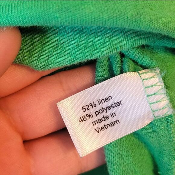 Lane Bryant Women's Kelly Green Linen Blend Polo Shirt Size 18/20 - Picture 5 of 6